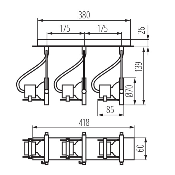 Kanlux - Wand-Deckenleuchte SONDA EL-3J